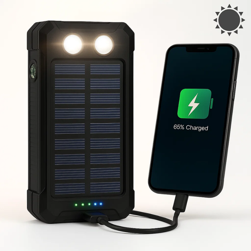 500000mAh Waterproof Solar Power Bank | Dual USB Portable Charger for Outdoor Adventures 0
