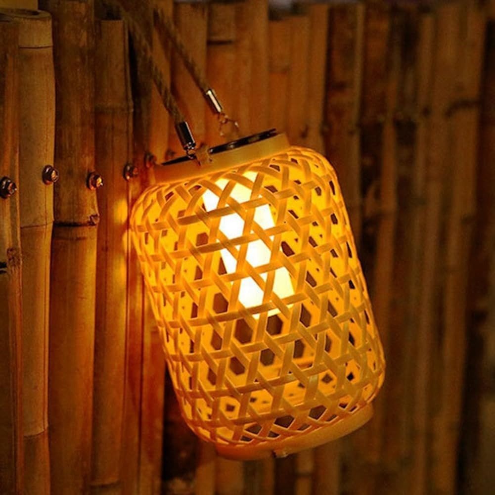 Braided Solar Hanging Lamp | Woven Outdoor Lantern | Weather-Resistant Light Fixture | Warm White Hanging Light | Elegant Garden Decor - Zardee 2