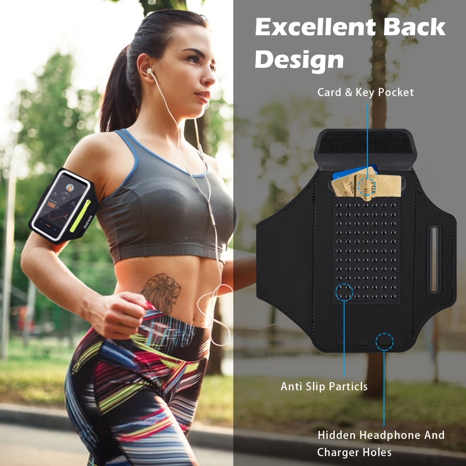 Adjustable Running Phone Holder with Headphone Pocket for Active Athletes 7