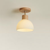 Ailse | Contemporary Flush Mount Ceiling Light Fixture in Wood, Iron, and Glass 3