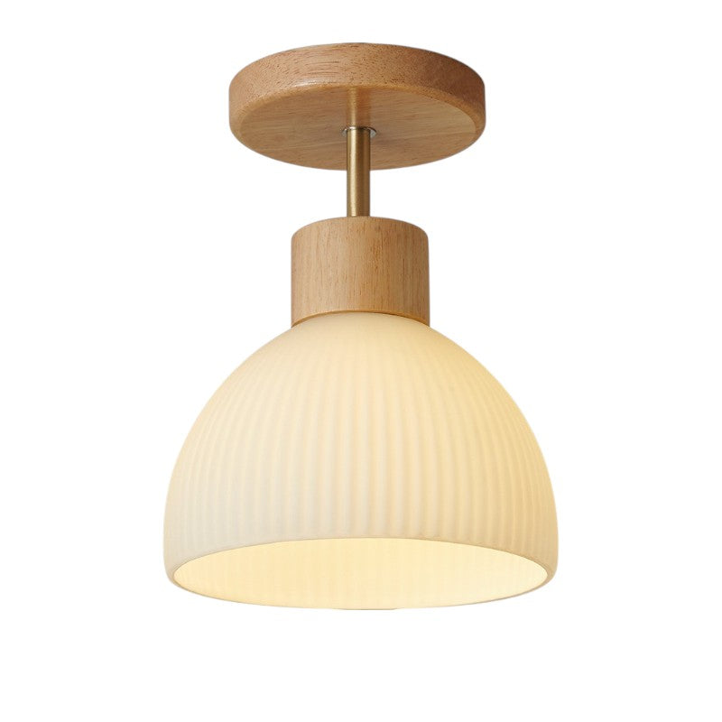 Ailse | Contemporary Flush Mount Ceiling Light Fixture in Wood, Iron, and Glass 4