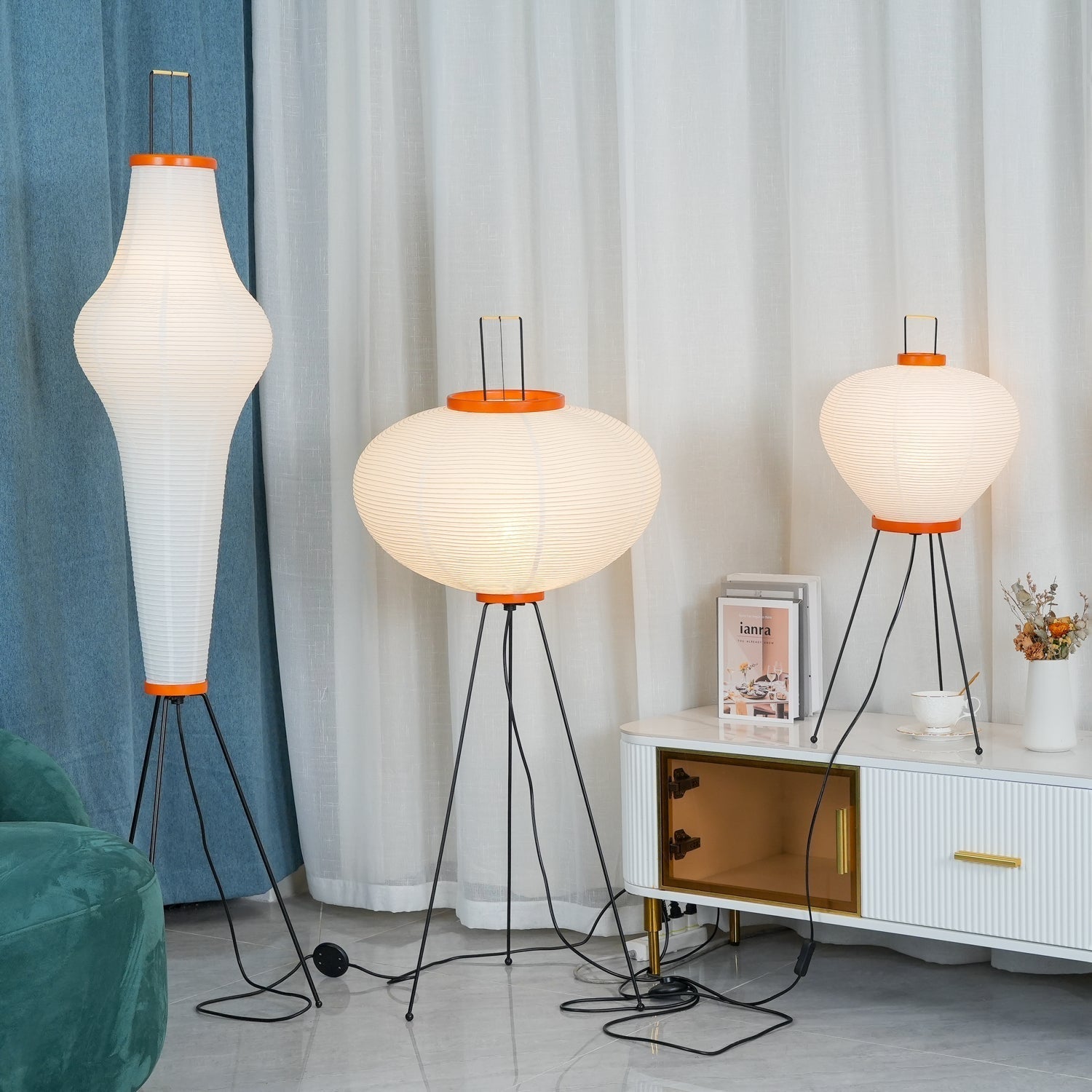 Modern Floor Lamp | Minimalist Standing Lamp | Elegant Floor Lamps for Living Room | Stylish Lighting Fixture | Rice Paper Lamp - Zardee-3