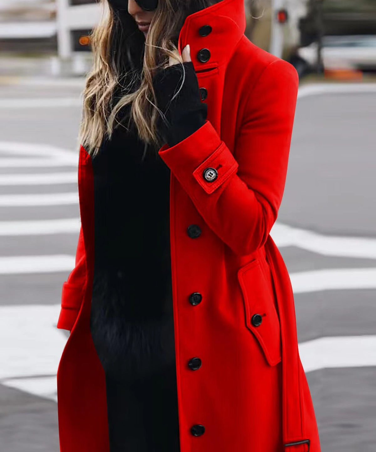 Amelia | Women's Double-Breasted Wool Coat with High Collar for Winter 0