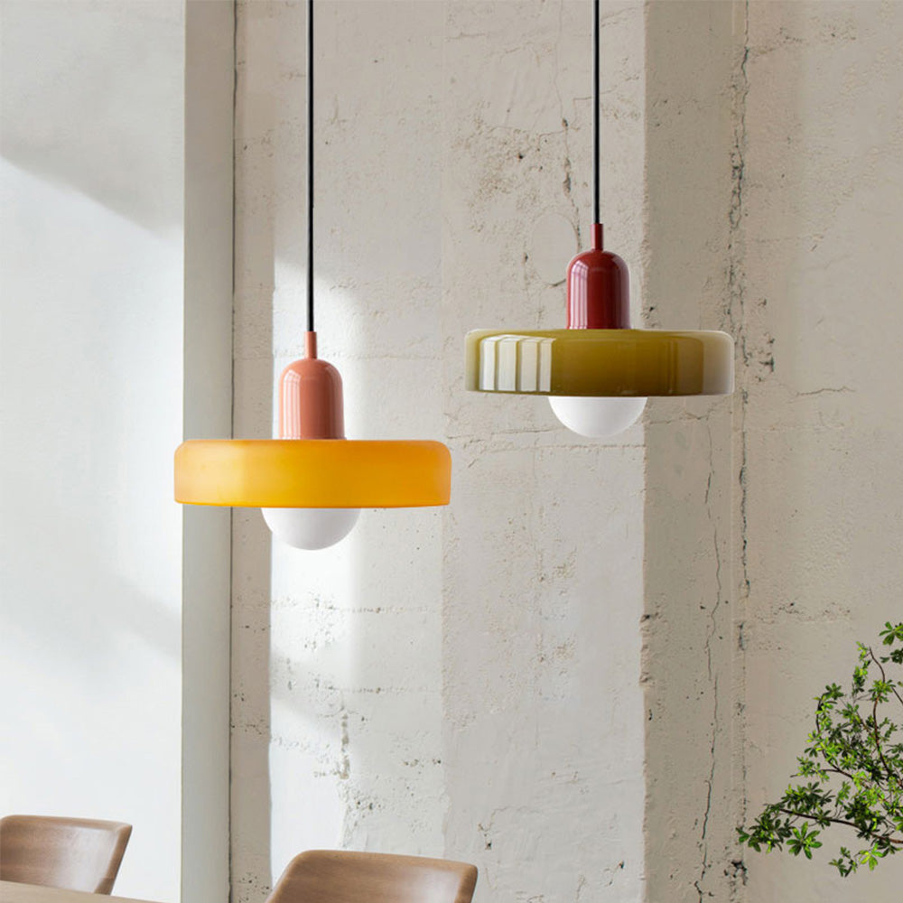 Bauhaus Inspired Colored Glass Pendant Light for Kitchen Island and Dining Room 1