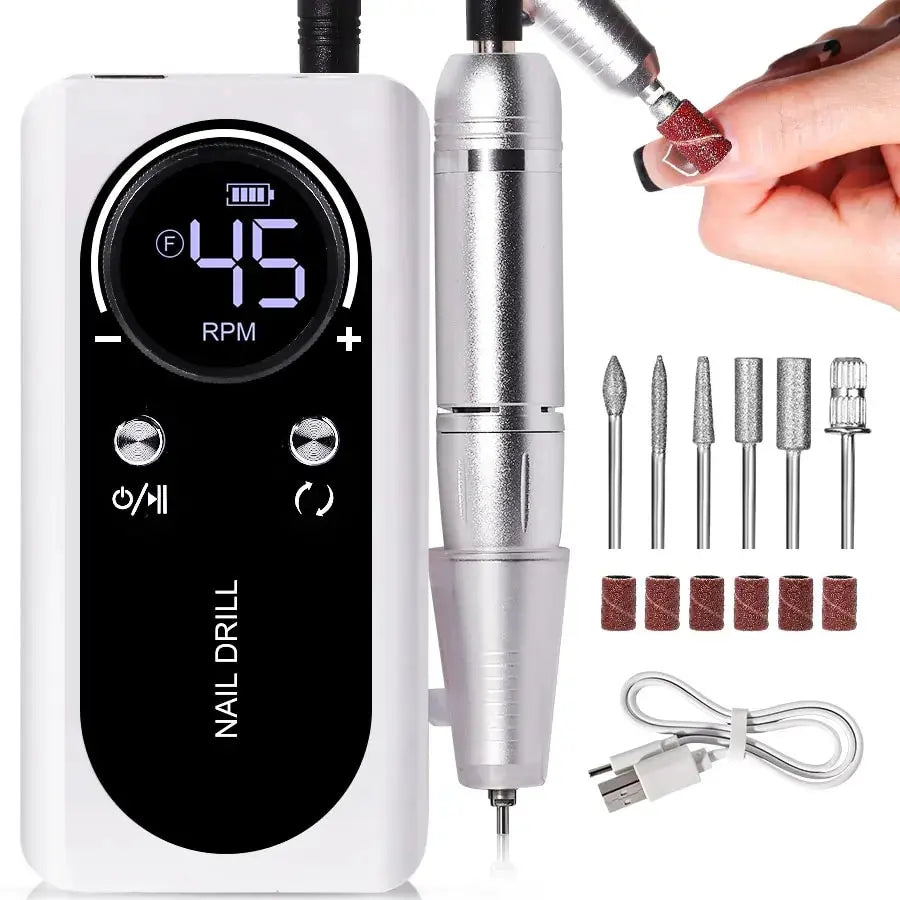 BowLift Portable Electric Nail Drill with 45000RPM Speed and Rechargeable Battery for Professional Nail Care 0