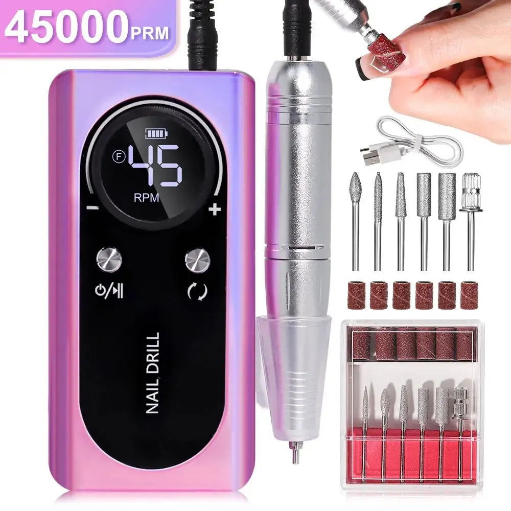 BowLift Portable Electric Nail Drill with 45000RPM Speed and Rechargeable Battery for Professional Nail Care 2