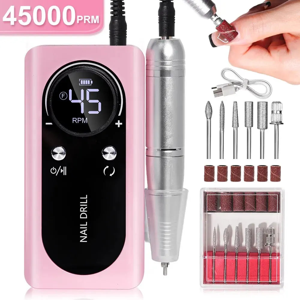 BowLift Portable Electric Nail Drill with 45000RPM Speed and Rechargeable Battery for Professional Nail Care 3