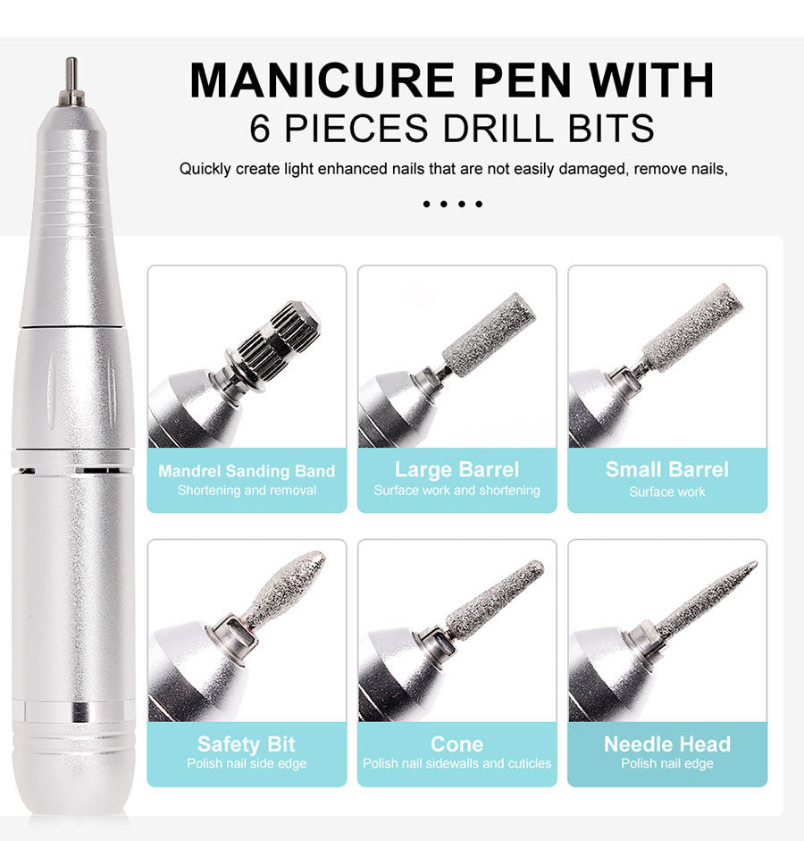 BowLift Portable Electric Nail Drill with 45000RPM Speed and Rechargeable Battery for Professional Nail Care 6