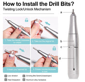 BowLift Portable Electric Nail Drill with 45000RPM Speed and Rechargeable Battery for Professional Nail Care 8