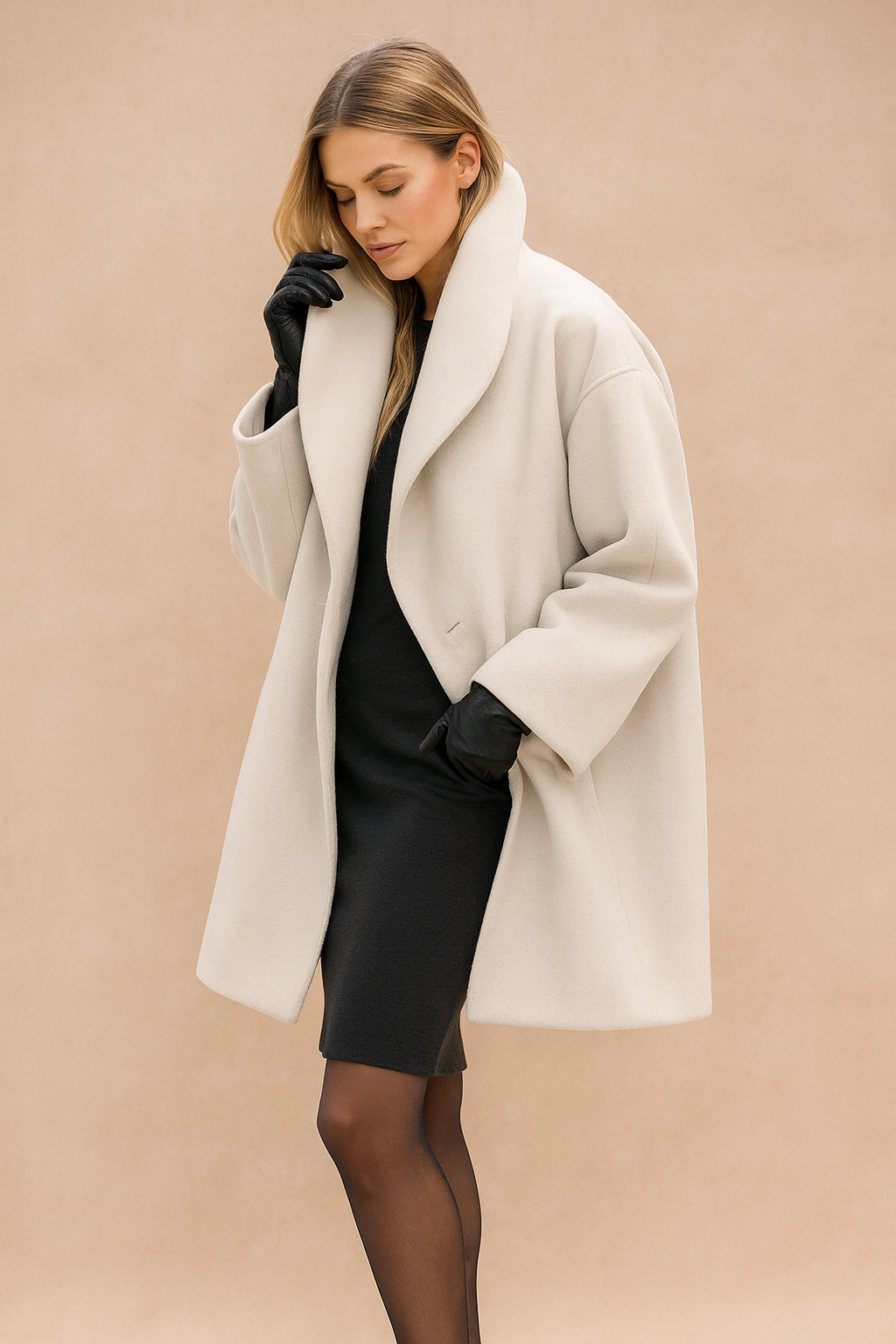 Chic Oversized Winter Coat for Women with Elegant Wide Collar 0
