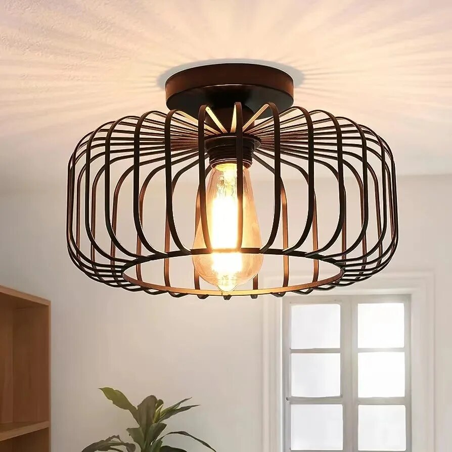 Birdcage Ceiling Light | E26 Pendant Fixture | Modern Iron Lamp | Decorative Indoor Lighting | Warm Ambience Fixture - Zardee-1