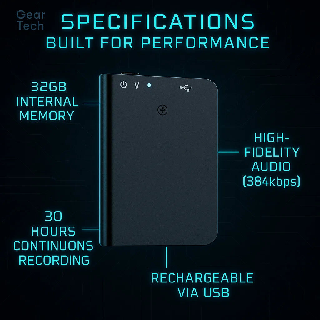 Compact Hidden Audio Recorder | Discreet Voice Memo Capture for High-Quality Sound 6