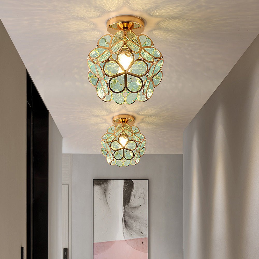 Glass Flower Ceiling Lamp | Elegant Ceiling Light Fixture | Modern Flush Mount Ceiling Light | Decorative Home Lighting | Stylish Ceiling Lights - Zardee-1