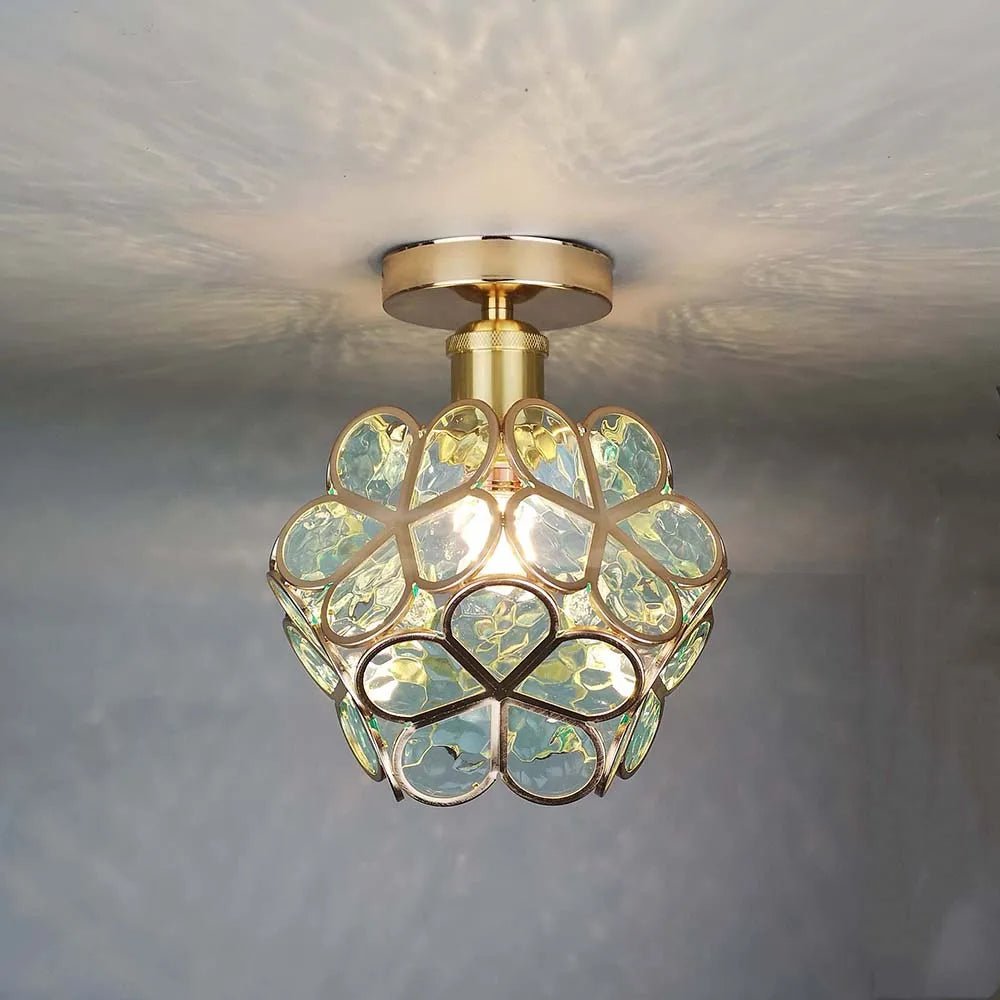 Glass Flower Ceiling Lamp | Elegant Ceiling Light Fixture | Modern Flush Mount Ceiling Light | Decorative Home Lighting | Stylish Ceiling Lights - Zardee-2