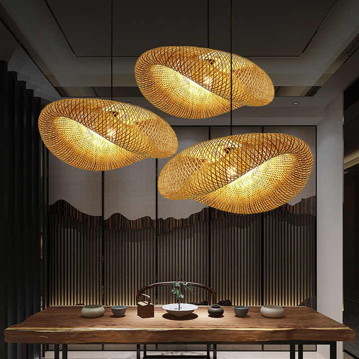 Bamboo Pendant Light | Handcrafted Rattan Hanging Lamp | LED Ceiling Light Fixture | Modern Indoor Lighting | Eco-Friendly Home Decor - Zardee-2
