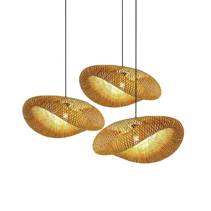 Bamboo Pendant Light | Handcrafted Rattan Hanging Lamp | LED Ceiling Light Fixture | Modern Indoor Lighting | Eco-Friendly Home Decor - Zardee-1