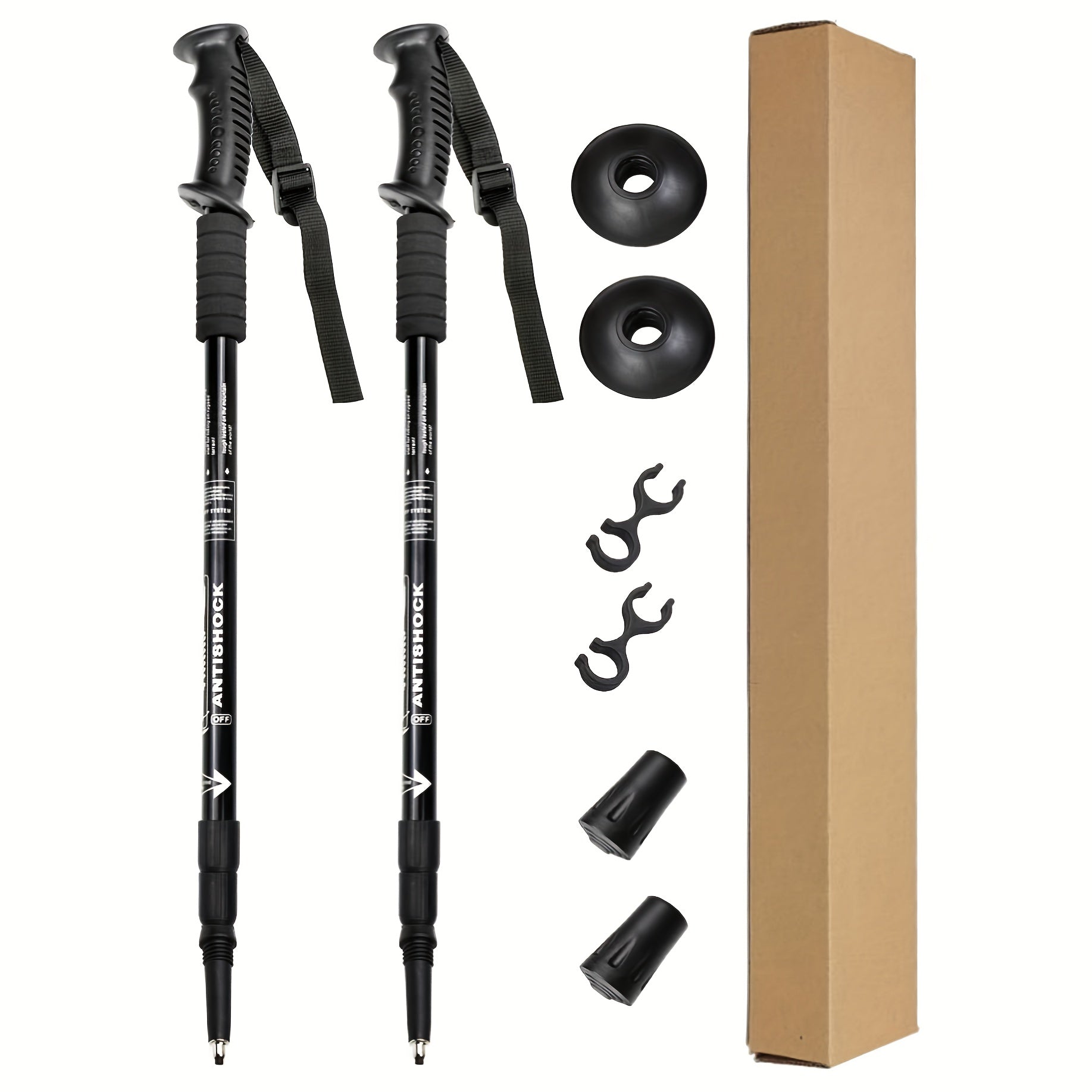 Lightweight Adjustable Aluminum Hiking Poles with Shock Absorption for Enhanced Stability 0