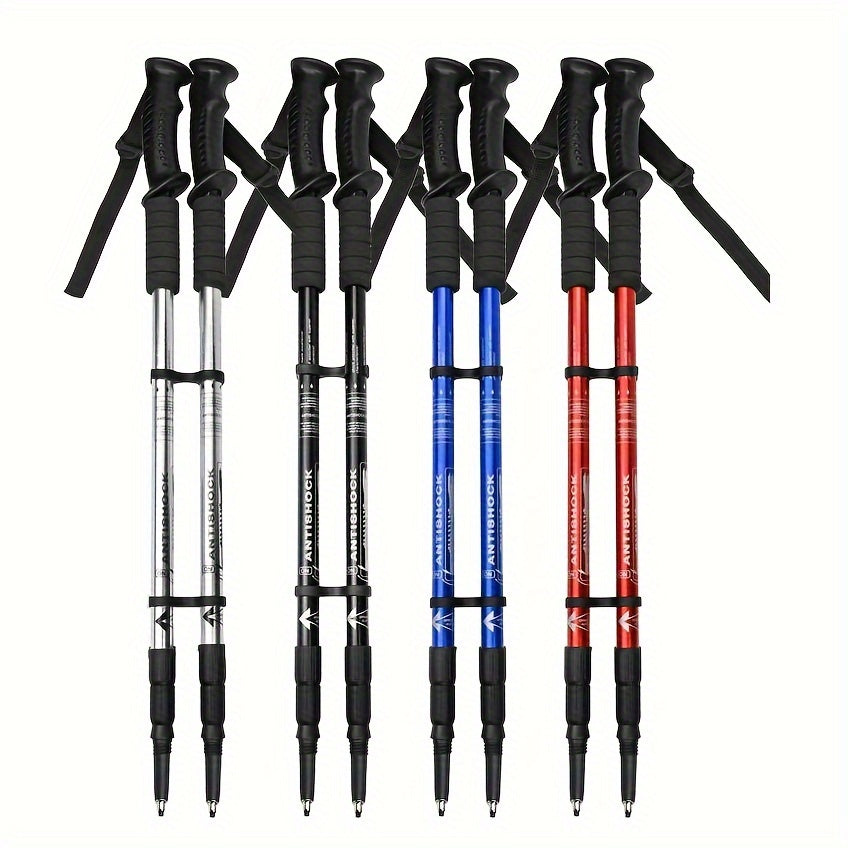 Lightweight Adjustable Aluminum Hiking Poles with Shock Absorption for Enhanced Stability 1