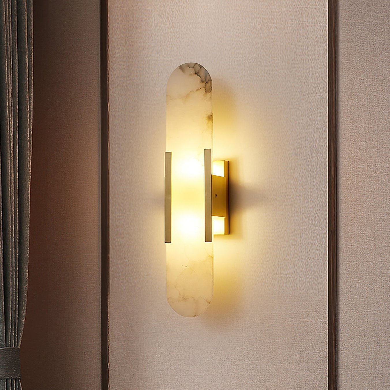 Elongated Alabaster Wall Lamp | Modern Wall Sconce Light | Stylish Bathroom Wall Lights | Handcrafted Wall Fixture | Elegant Sconce Lighting - Zardee 2
