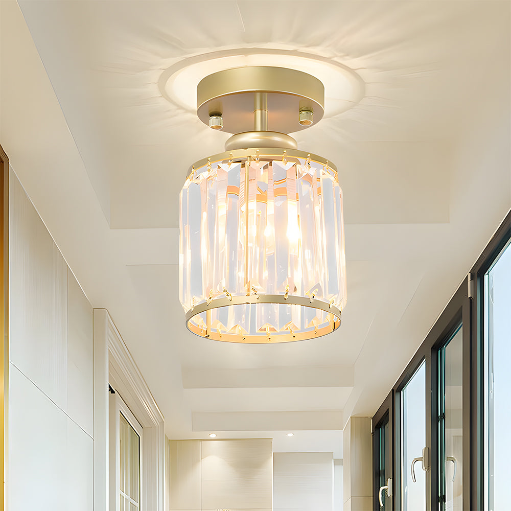 Modern Crystal Ceiling Light | Semi Flush Mount Ceiling Fixture | Elegant Hallway Lamp | Contemporary Lighting | Stylish Home Decor - Zardee 1