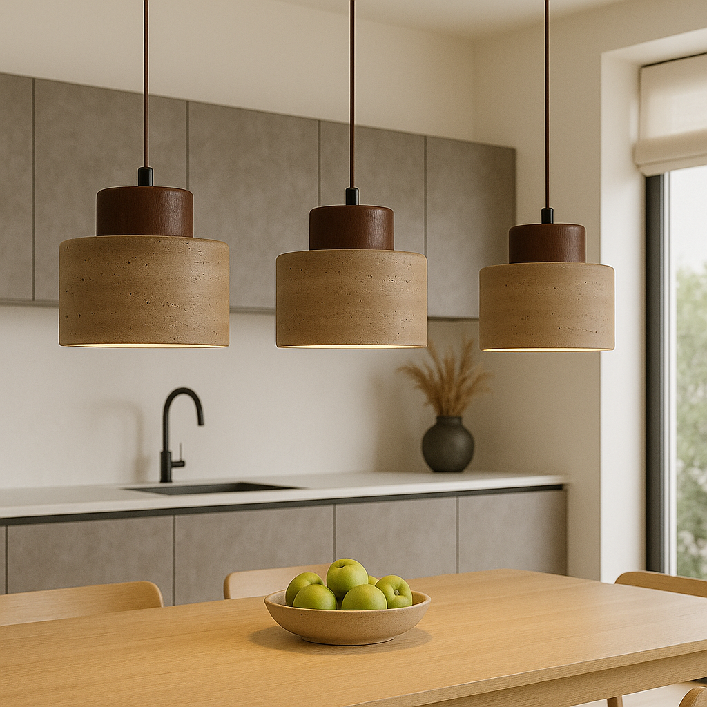 Natural Travertine Stone Pendant Light | Modern Kitchen Island Lighting 5