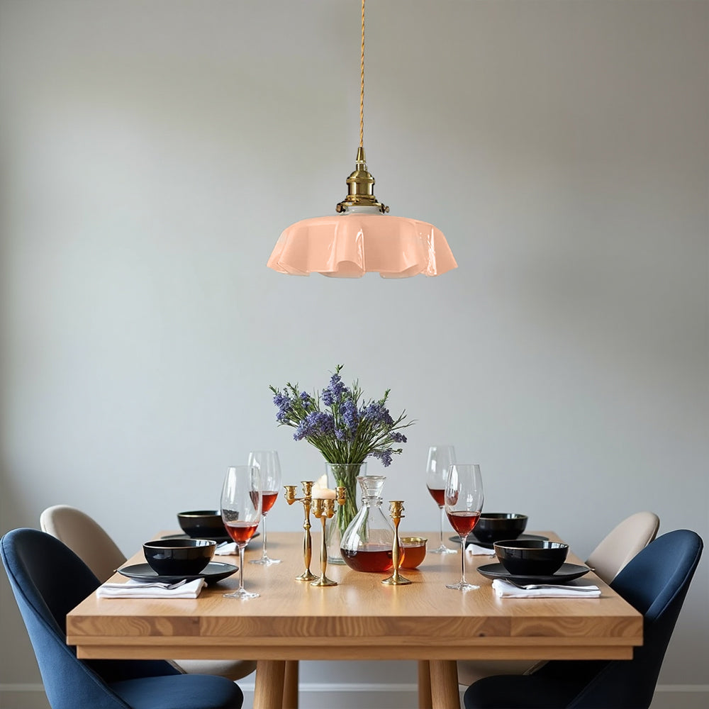 Nordic Flower Glass Pendant Light | Modern Ceiling Light Fixture | Elegant Hanging Lights | Adjustable Cord Pendant | Cozy Warm Light - Zardee 2