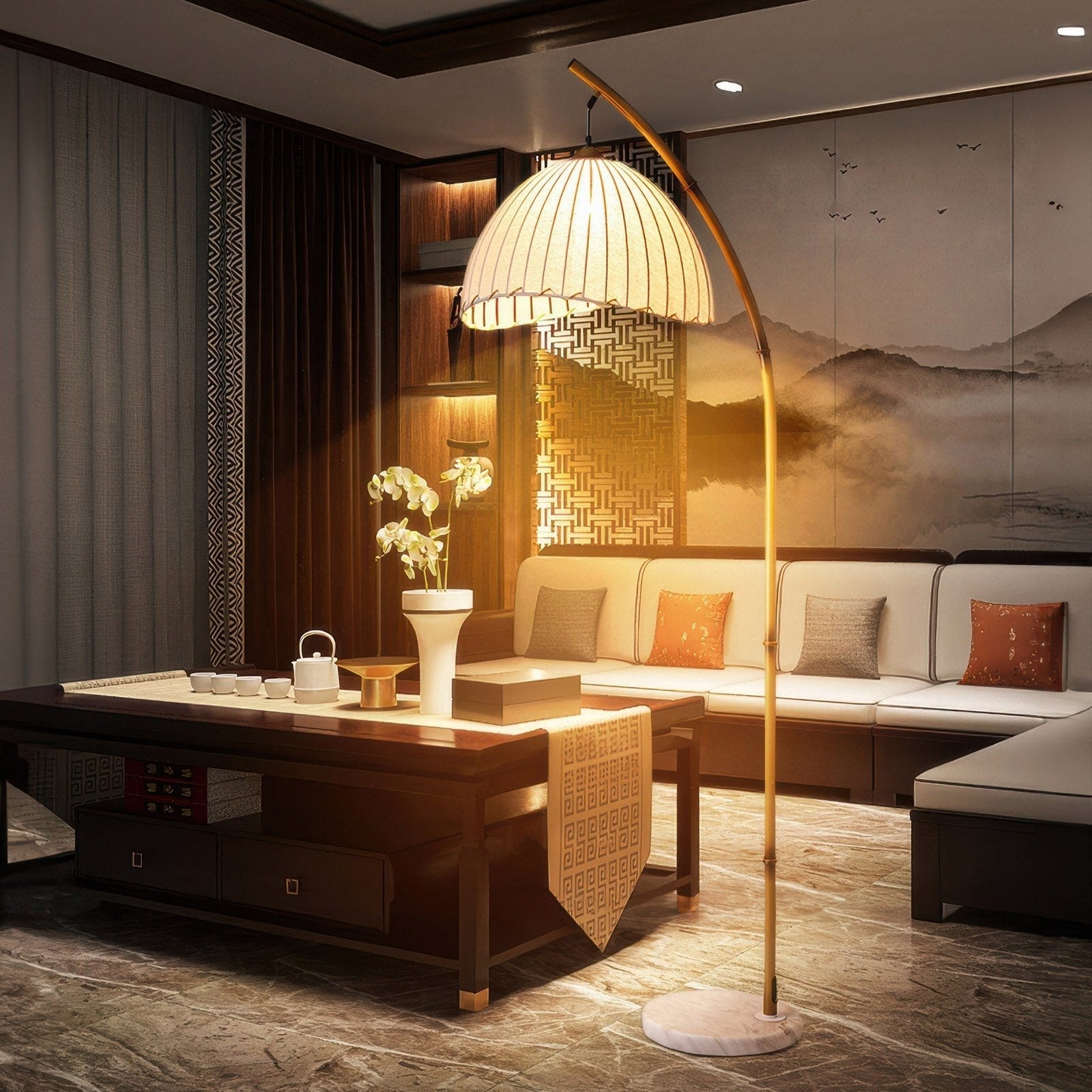 Modern Floor Lamp | Adjustable Standing Lamp | Eco-Friendly Light Fixture | LED Bamboo Lamp | Cultural Zen Illumination - Zardee-2