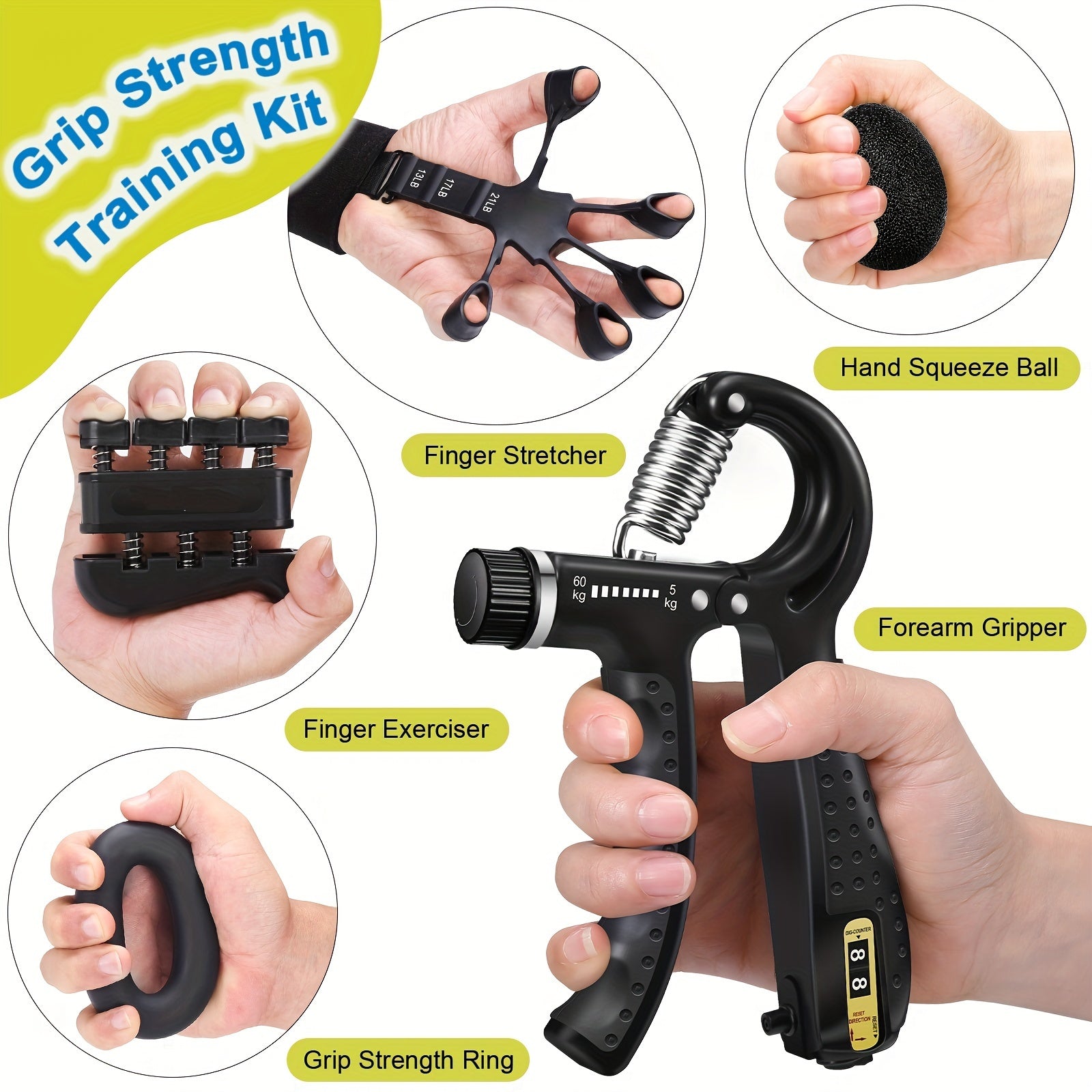 PowerGrip 5-in-1 Hand Training Set for Enhanced Grip Strength and Flexibility 1