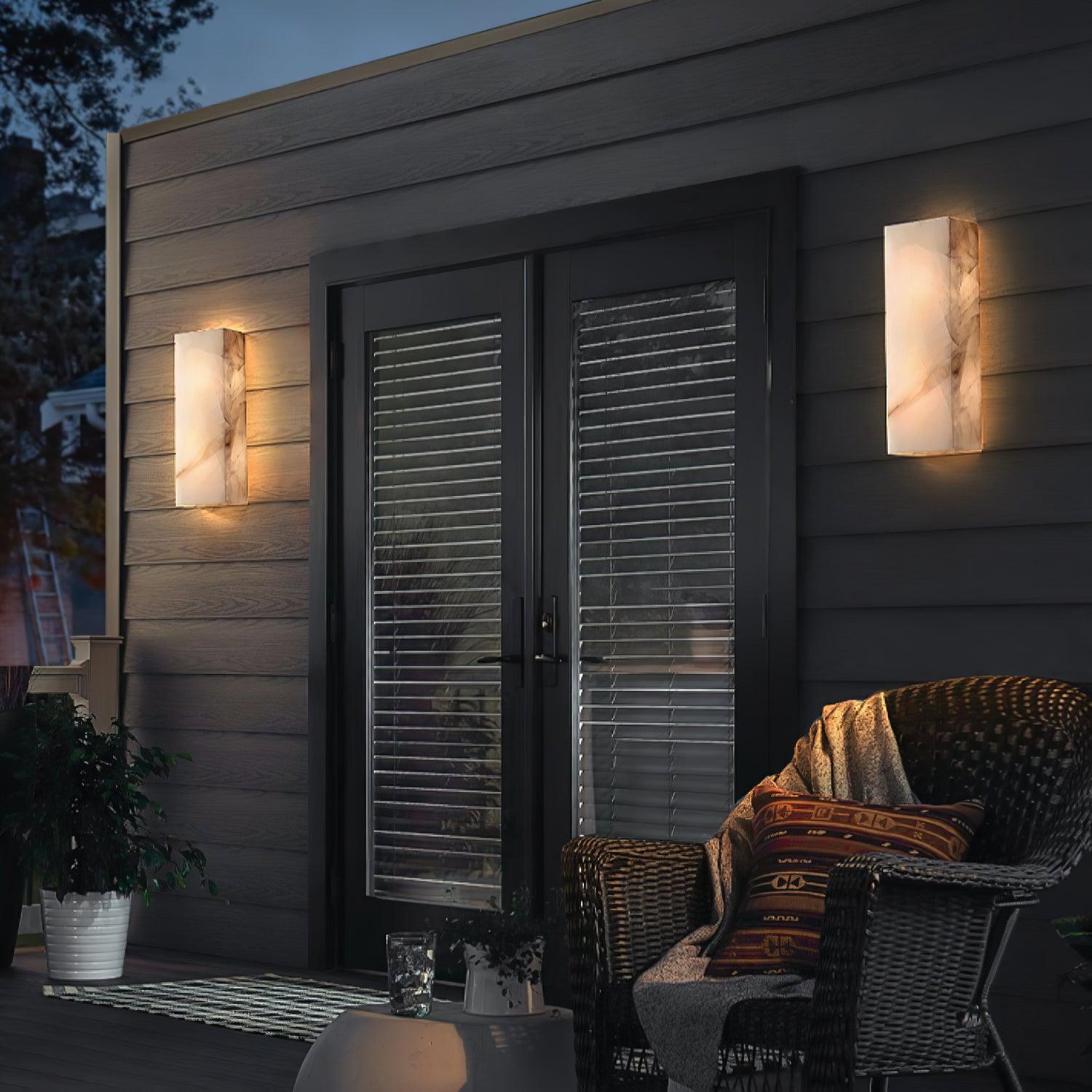 Rectangular Alabaster Wall Sconce | Outdoor Wall Lights | Modern Wall Lamp | Integrated LED Lighting Fixture | Elegant Indoor Sconce - Zardee-3