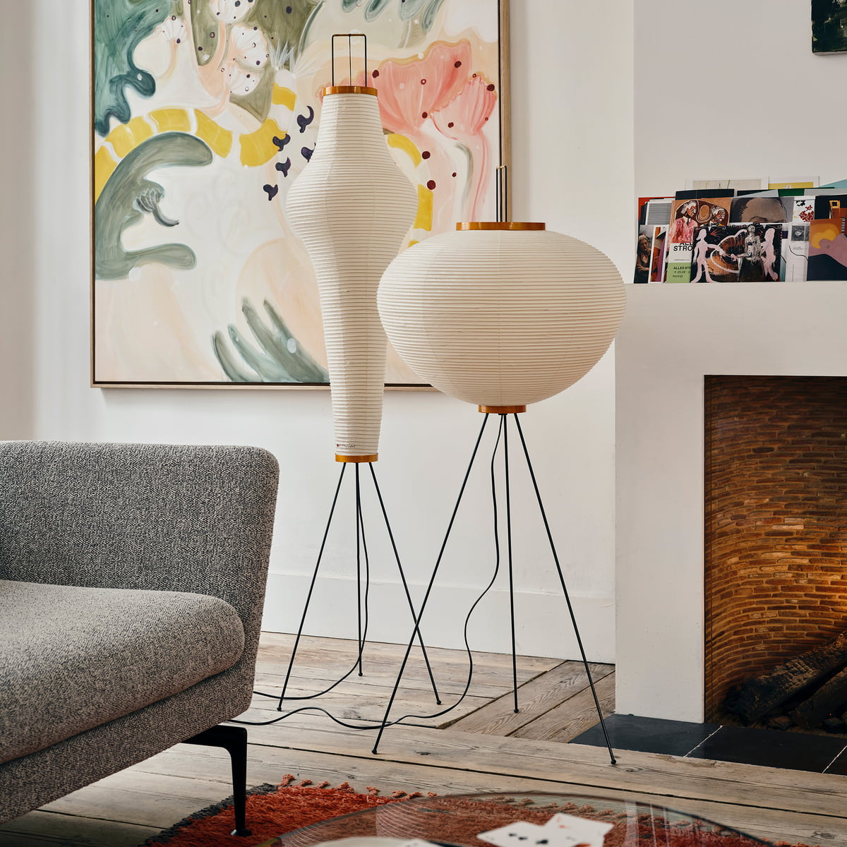 Modern Floor Lamp | Minimalist Standing Lamp | Elegant Floor Lamps for Living Room | Stylish Lighting Fixture | Rice Paper Lamp - Zardee-5