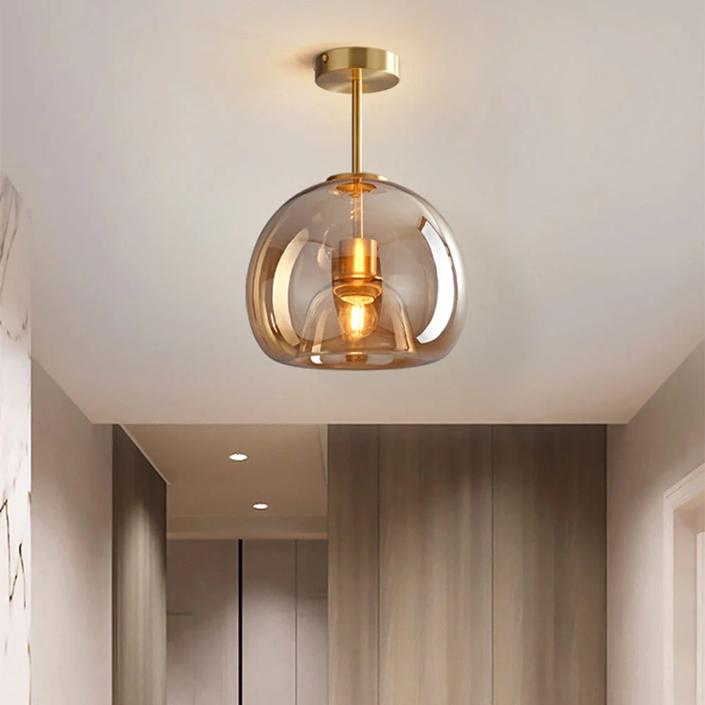 Modern Flush Mount Ceiling Light | LED Ceiling Light Fixture | Nordic Style Home Lighting | Vintage Copper Finish | Elegant Ceiling Light - Zardee 1