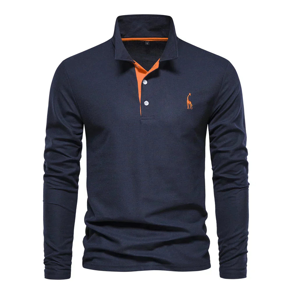 Shane Long Sleeve Polo Shirt for Men | Comfortable Casual Wear with Sophisticated Embroidery 0
