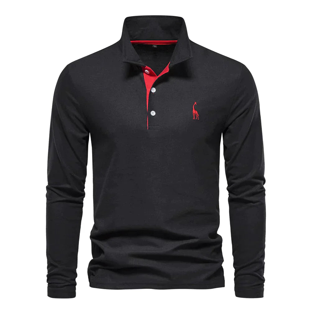 Shane Long Sleeve Polo Shirt for Men | Comfortable Casual Wear with Sophisticated Embroidery 2