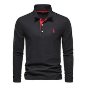 Shane Long Sleeve Polo Shirt for Men | Comfortable Casual Wear with Sophisticated Embroidery 2
