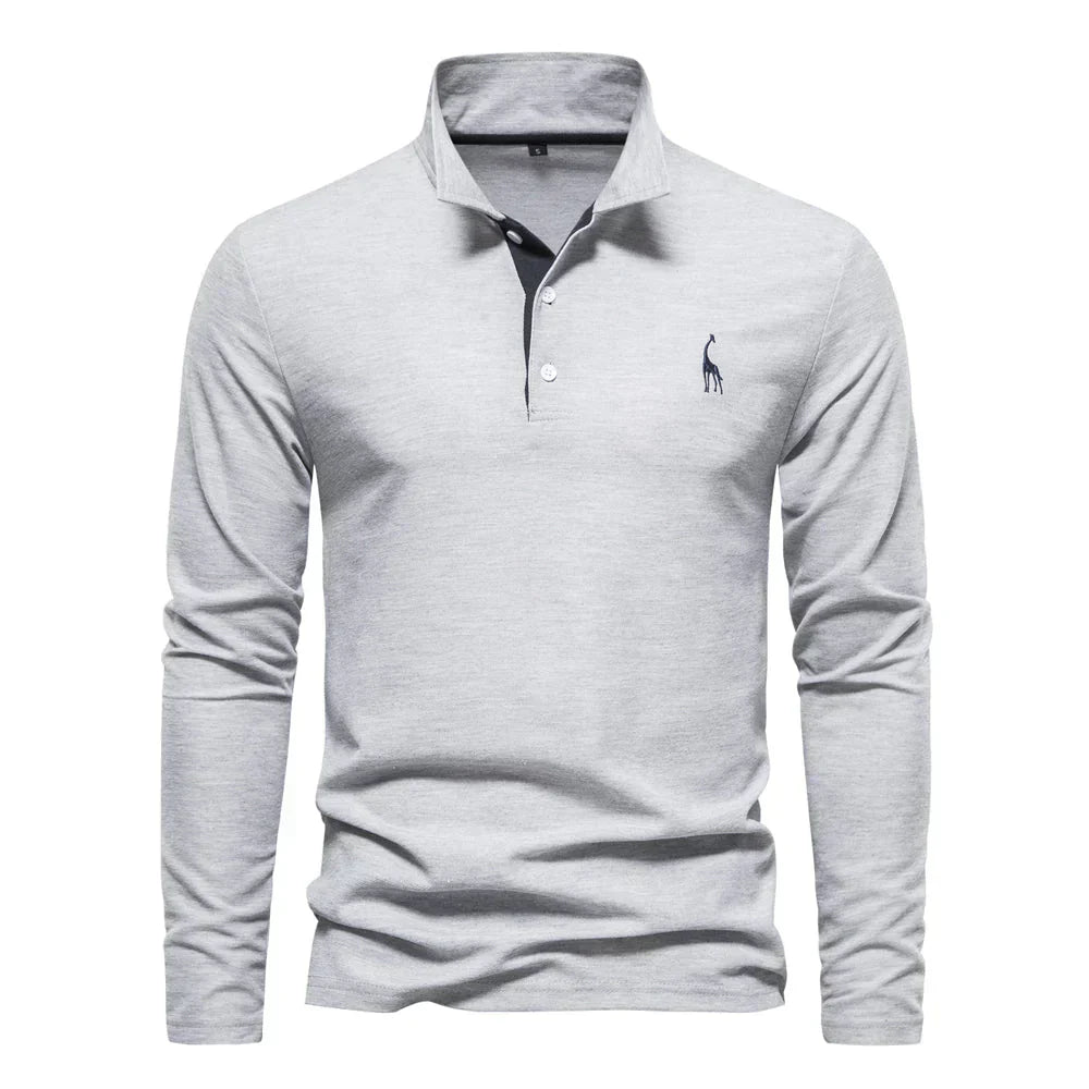 Shane Long Sleeve Polo Shirt for Men | Comfortable Casual Wear with Sophisticated Embroidery 4