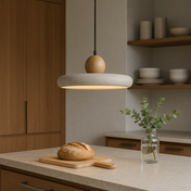Travertine and Wood Scandinavian Pendant Light for Kitchen and Dining 1