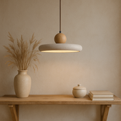 Travertine and Wood Scandinavian Pendant Light for Kitchen and Dining 5