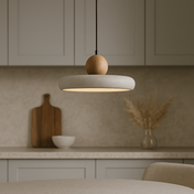 Travertine and Wood Scandinavian Pendant Light for Kitchen and Dining 7