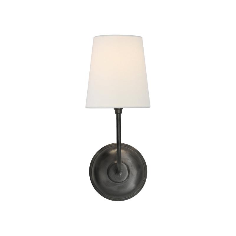 Variant image for Vendome Wall Sconce Vintage | Elegant Indoor Wall Lights | Brass Wall Lamp | Curved Arm Light Fixture | Soft Linen Shade Sconce - Zardee-2