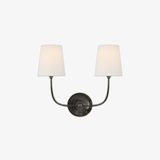 Vendome Wall Sconce Vintage | Elegant Indoor Wall Lights | Brass Wall Lamp | Curved Arm Light Fixture | Soft Linen Shade Sconce - Zardee 2