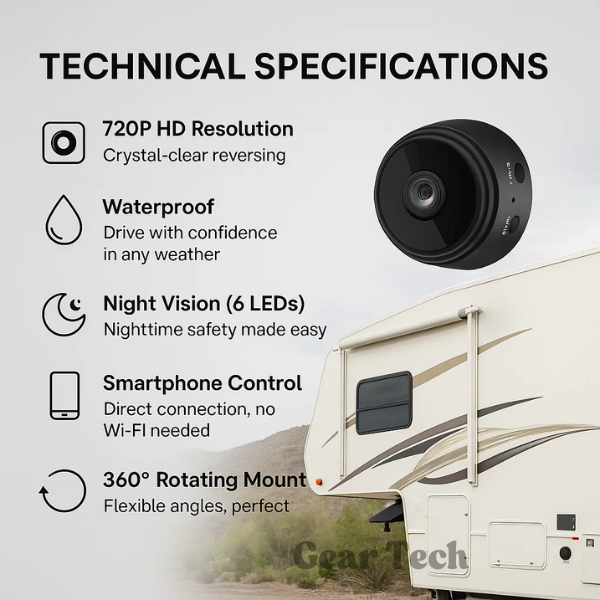 Wireless HD Reverse Camera for RVs, Trucks, and Trailers with Night Vision 1