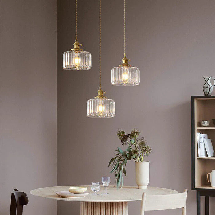 Variant image for Vintage Crystal Pendant Light | Elegant Glass Pendant Lighting | Adjustable Height Hanging Lights | Warm Ambient Fixture | Classic Cylinder Design - Zardee-5