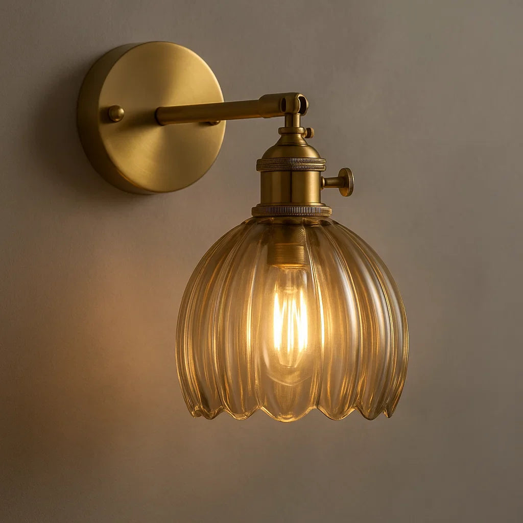 Vintage Wall Lamp | Glass Tulip Wall Sconces | Retro Wall Light Fixture | Soft Glow Sconce Lighting | Classic Home Decor Lamp - Zardee 2
