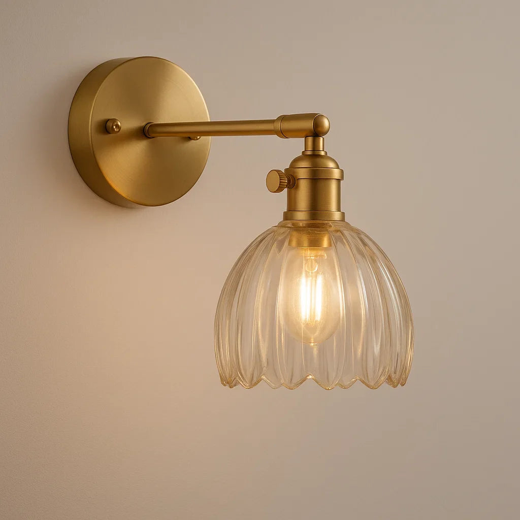 Vintage Wall Lamp | Glass Tulip Wall Sconces | Retro Wall Light Fixture | Soft Glow Sconce Lighting | Classic Home Decor Lamp - Zardee 1