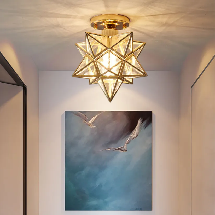 Vintage Star Shape Ceiling Light | Elegant Ceiling Light Fixture | Warm Light Projection Lamp | Unique Home Lighting | Classic Ceiling Lamp - Zardee 1