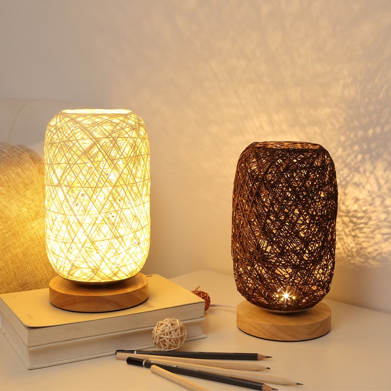 Twine Desk Lamp Cozy | Small Table Lamp with Natural Wood Base | Energy Efficient LED Light | Modern Reading Fixture | Stylish Home Office Lamp - Zardee-2